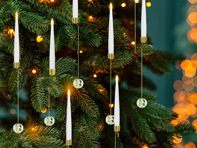 🎄Christmas Tree Led Candles with Clear Crystal Ball Hook